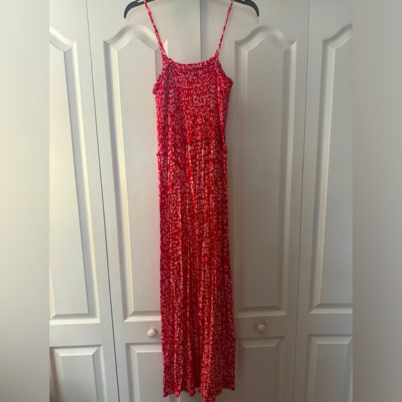 Red Floral Full Length Sundress - Picture 2 of 5